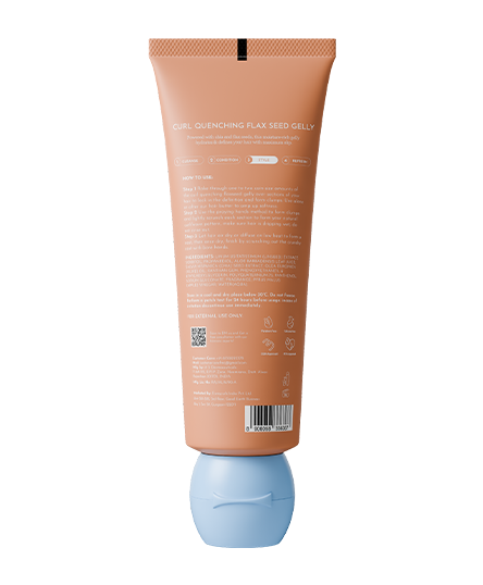 The image shows the backside of Curl Quenching Flax Seed Gelly
Tube