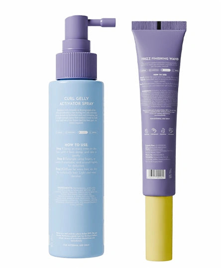 Back view of Curl gelly activator spray and Wand on a white background