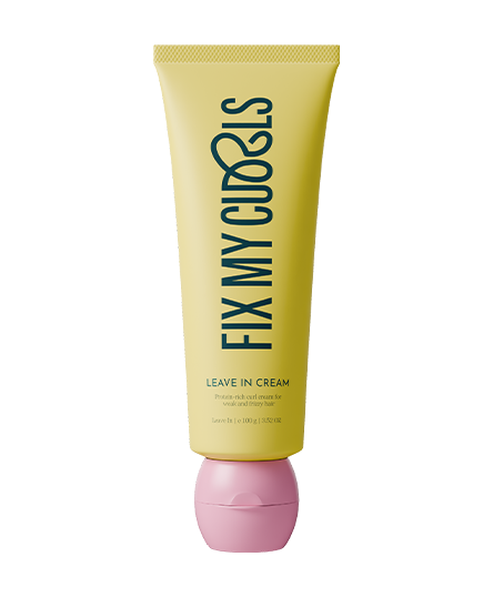 Tube of 'Fix My Curls' leave-in cream on a white background