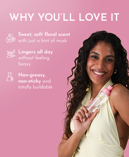 Woman holding Floral Bouquet of Fix My Curls with three reasons of loving it