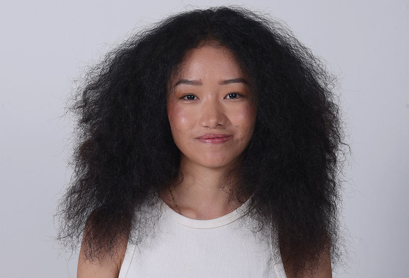 Image showing model before using any hair care product