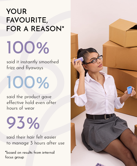 The picture highlights the percentage of satisfied customers who shared their feedback after using the Frizz Control Stick