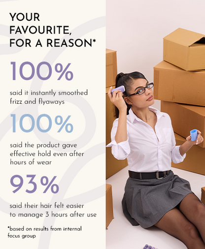The picture highlights the percentage of satisfied customers who shared their feedback after using the Frizz Control Stick