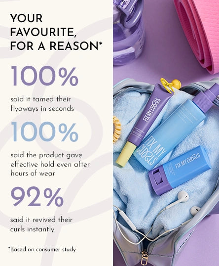 Frizz Control Stick, Frizz Finishing Wand and Curl Gelly Activator Spray Bundle with text highlighting customer feedback on hair care.