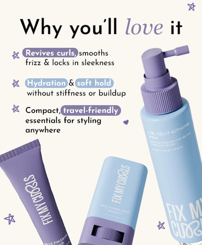 Frizz Control Stick + Frizz Finishing Wand + Curl Gelly Activator Spray Bundle