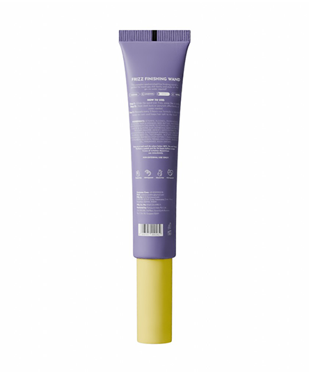 The image shows the backside of Fix My Curls' Frizz Finishing Wand with product details
