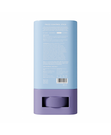Product information is visible on the backside of the Fix My Curls' Frizz Control Stick  shown in the image