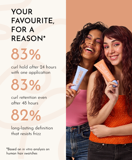 Two women holding Curl Quenching Flax Seed Gelly with customer reviews