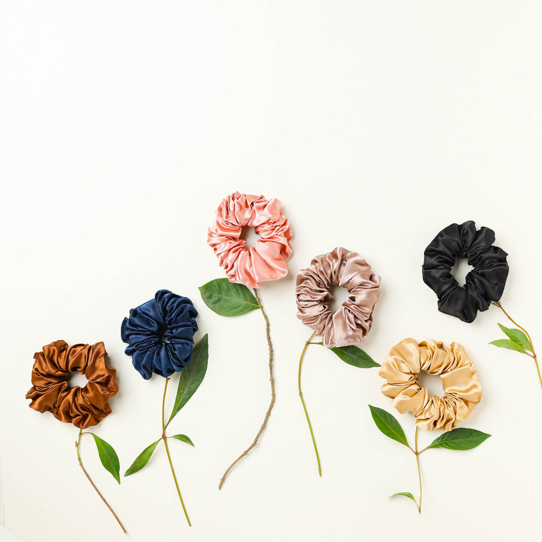 Italian Satin Scrunchies in six different colors