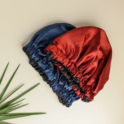 Blue and Red Italian Satin Bonnets